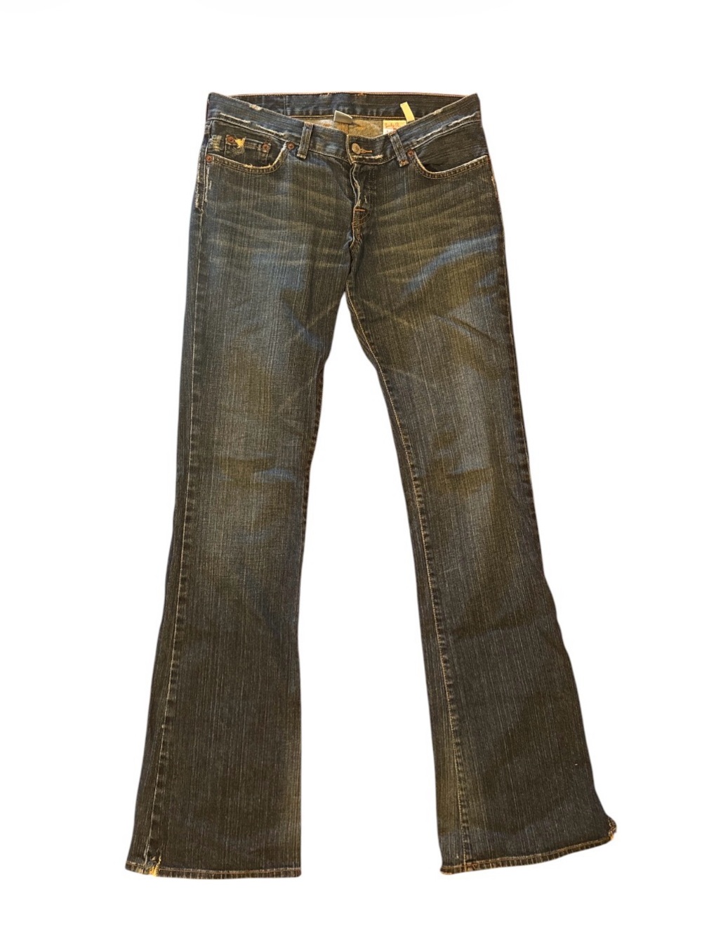 Lucky Brand Dark Blue Flare Jeans with Subtle Fade